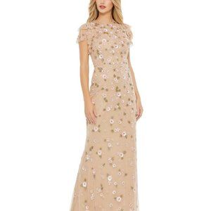 Mac Duggal Formal Floral Sequin Embellished Evening Gown
